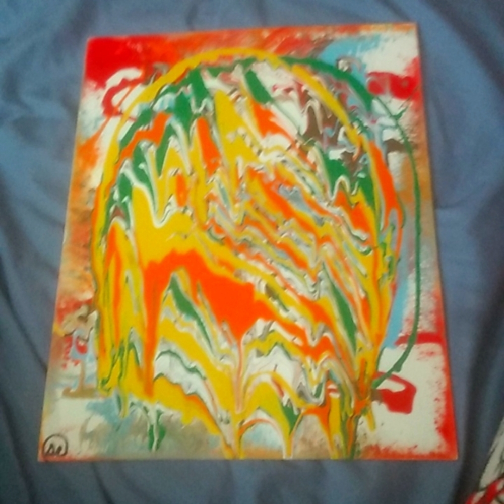 Homemade canvas drip painting